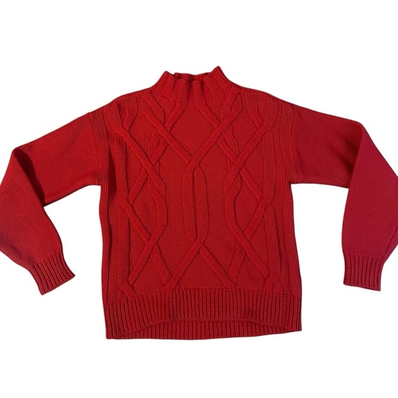 Everlane Wool Red Cable-knit Pull-over Size Extra Small - Picture 1 of 4